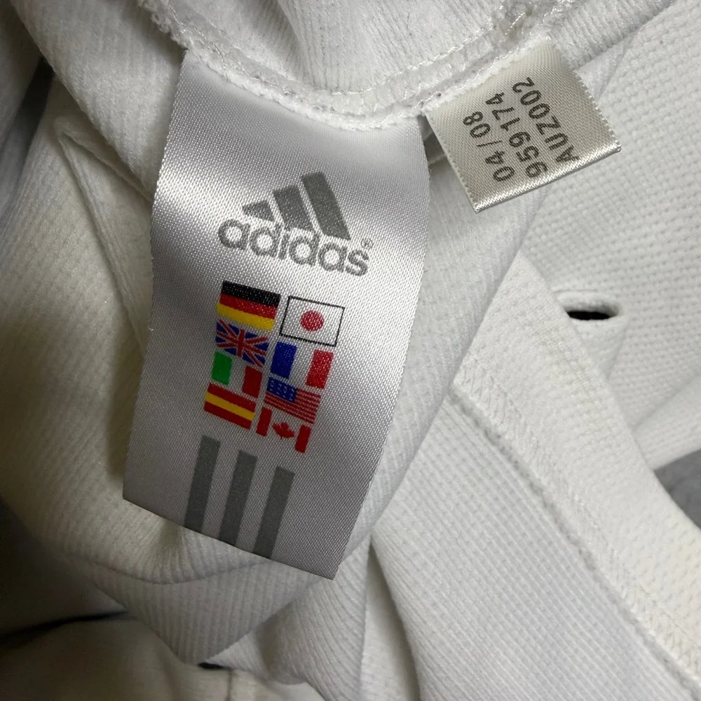 Adidas Shirt Mens Large White Long Sleeve 3 Stripe Y2K Performance Top